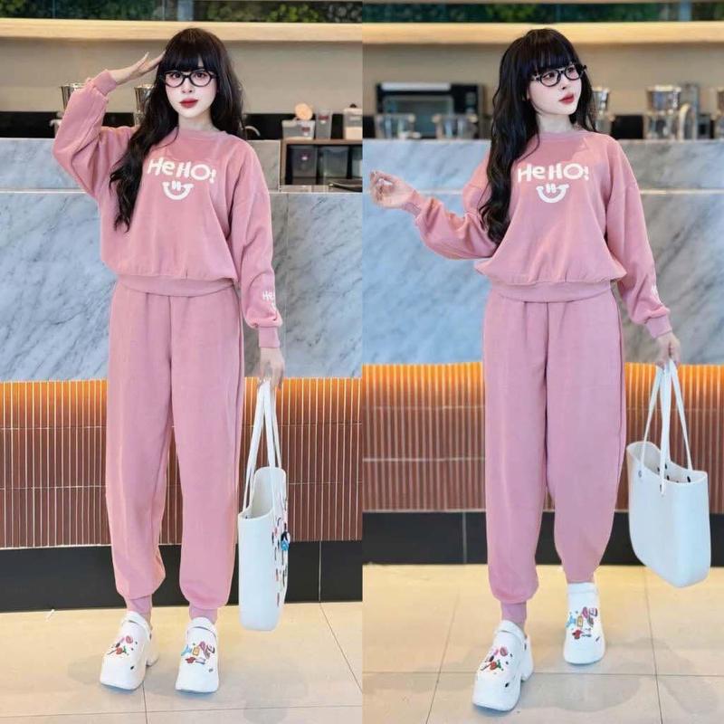 Product Introduction of Set bộ nỉ dài tay chất nỉ tàu cao cấp - hello mã mới Nữ Áo Top Women 4
