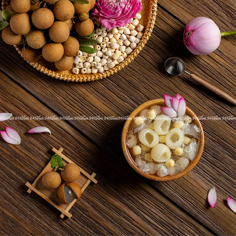 Combo 2 set Chè Long nhãn Hạt sen Tuyết yến 94Farm Nước Trà, Tea 6