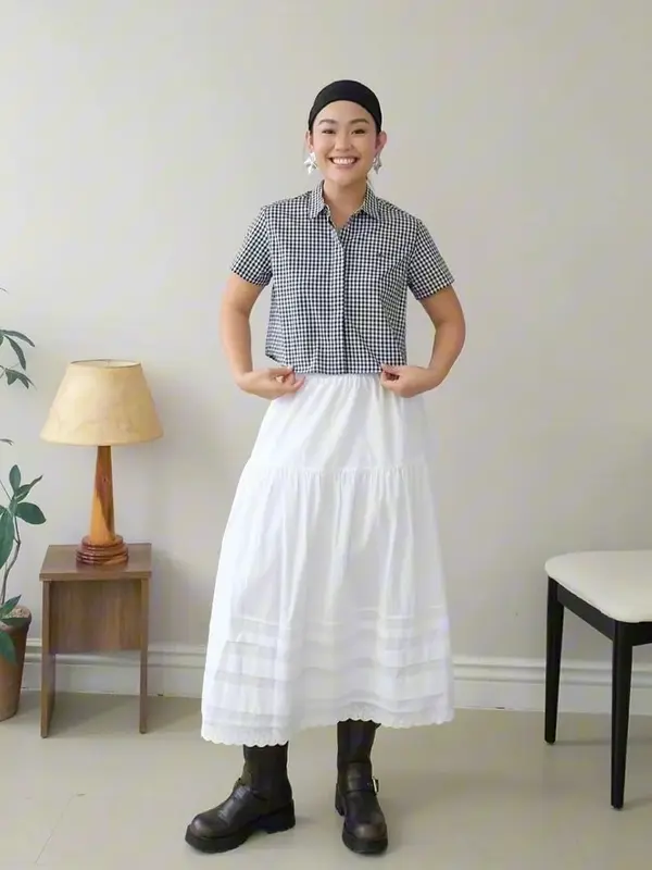 TheBlueTshirt - Áo sơ mi tay ngắn sọc caro phom ngắn cho nữ - BlueMade Boxy Shirt - Boxy 2