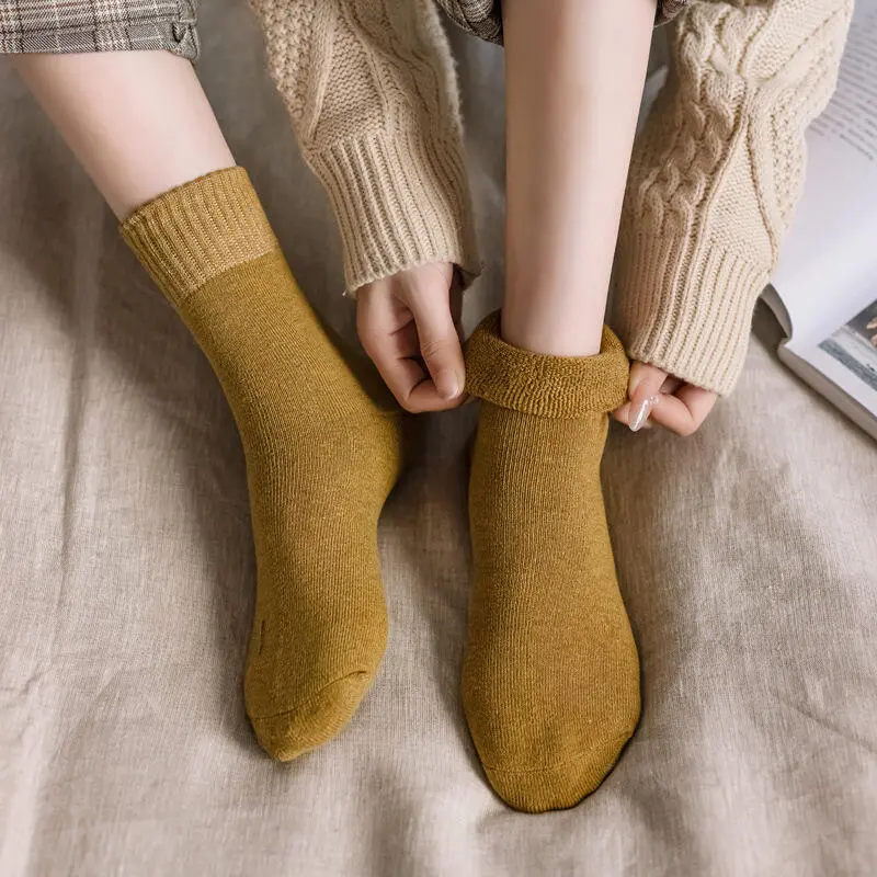 Hi Mia's Shop | Women Thickened Warm Loop Socks Medium Tube Socks Floor Socks