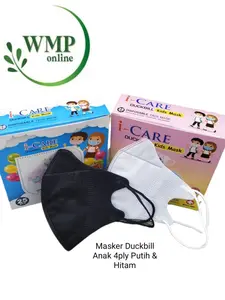 Masker Duckbill Anak 4ply iCare Premium Quality izin Kemenkes isi 25pc Polos