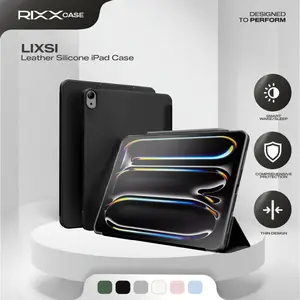 RIXXCase LIXSI Leather Silicone Case Soft Case Compatible for iPad Mini 6 / iPad Gen 9 10.2" / iPad Gen 10 10.9" / iPad Air 5 10.9" / iPad Air 6 11" / iPad Pro 11" 2021 / iPad Pro 11" 2024