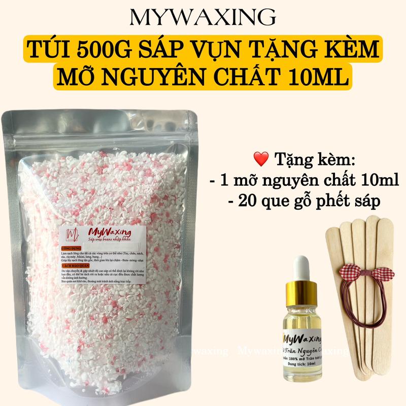 (Tặng Mỡ 10ml) Túi 500g Sáp Vụn, Sáp Cao Cấp Wax Lông Nách, Tay Chân, Toàn Thân