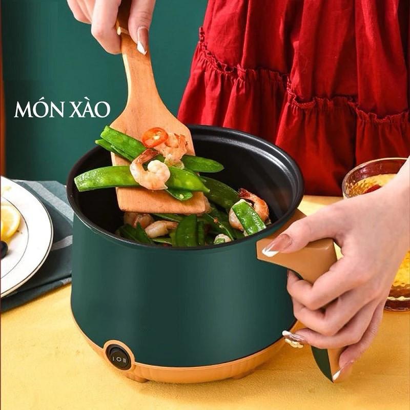 Nồi Lẩu Điện Nấu Mì Mini 2 Tầng Kèm Giá Hấp Đa Năng Nướng, Luộc, Chiên Chống Dính Vấn Đá Tiện Lợi  Nấu Ăn 1