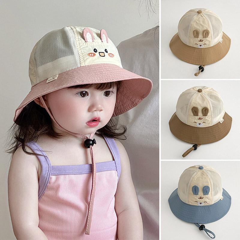 Mũ Bucket Lưới, Thiết Kế Em Bé Thỏ Dễ Thương, Mũ Ngư Dân Mỏng Và Thoáng Khí Mùa…
