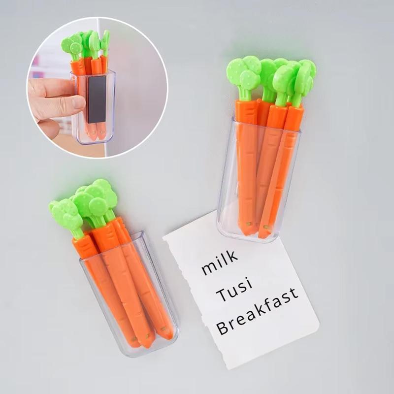 Carrot Shaped Food Sealing Clip, 1 Set Portable Food Storage Clip with Storage Box, Magnetic Fridge Magnet for Home Kitchen, Utensils 4