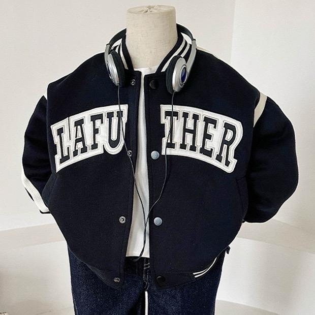 Áo khoác bomber cho bé trai bé gái chất nỉ dày dặn màu đen phối trắng - CS6003