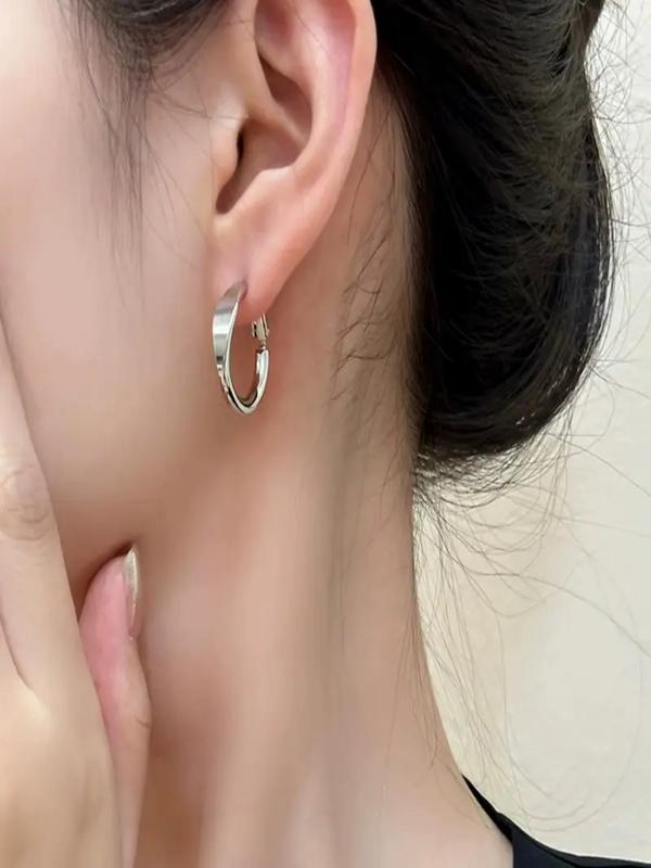 Minimalist Plain Color Hoop Earrings, Fashionable Earrings for Women & Girls, Trendy All-match & Exquisite Jewelry for Birthday Gift 3