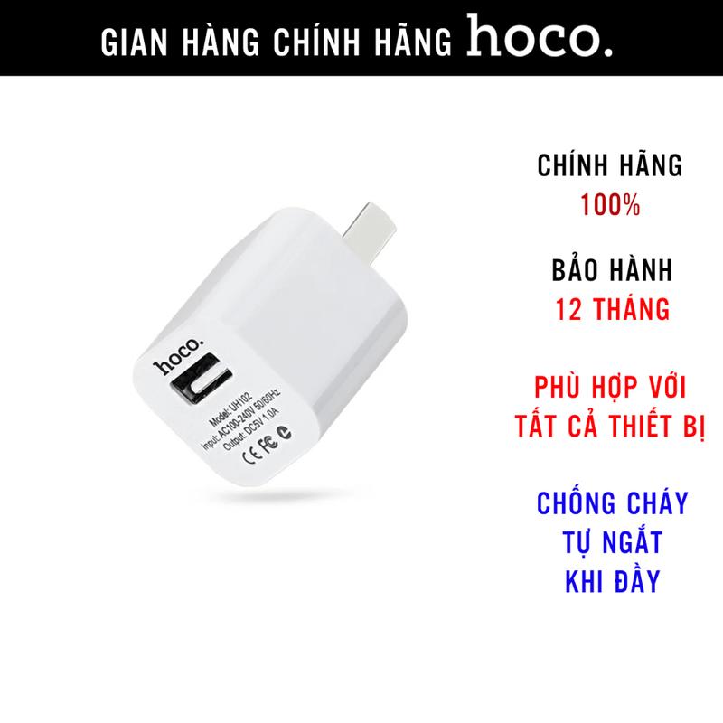 Củ sạc USB 1A/5V chính hãng Hoco UH102, cốc sạc cho iphone/Samsung/Huawei/Oppo/Xiaomi/Vivo/Camera Imou/ Phụ Kiện nhỏ gọn có thể cắm 24/24 cho camera, đèn led (ĐÂY KHÔNG PHẢI CỦ SẠC NHANH)