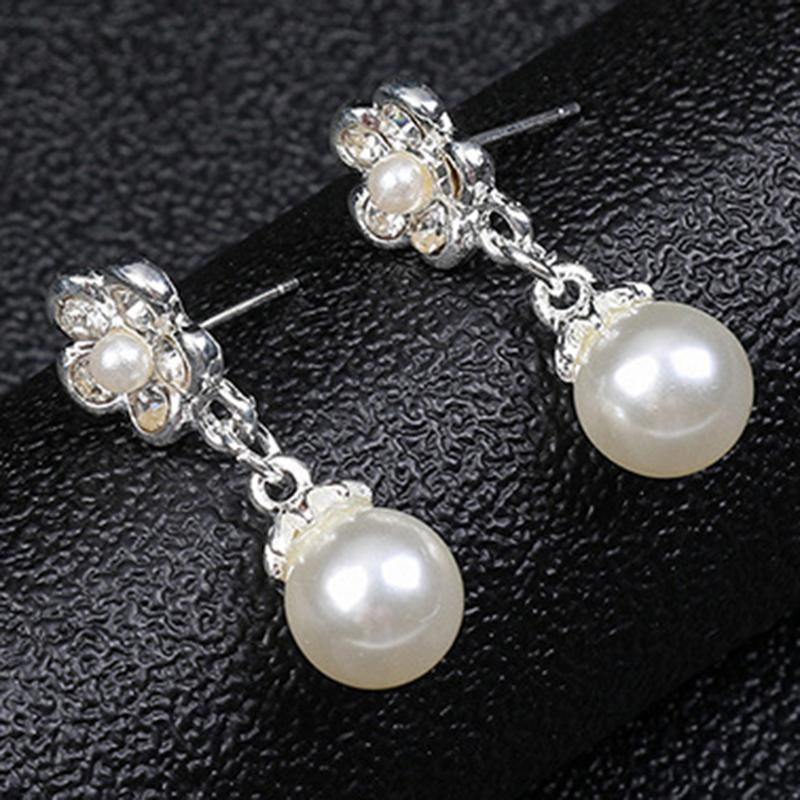 Ruitazd-Bộ Vòng Cổ Đính Cườm Cho Nữ, 1 Bộ, Ngọc Trai Giả Bóng, Kim Cương Giả, Hoa Nhúng, Vòng Cổ Cô Dâu, Bộ Bông Tai Đinh Tán, Trang Sức Đám Cưới 8