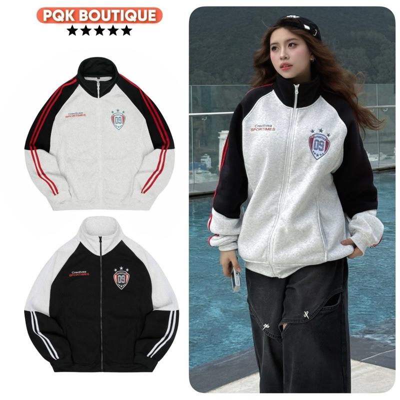 [ New 2025 ] Áo Khoác Nỉ Bông Sweater Cổ Trụ Nam Nữ Form Rộng SPORTIMES Viền Sọc Phối Màu Xu Hướng