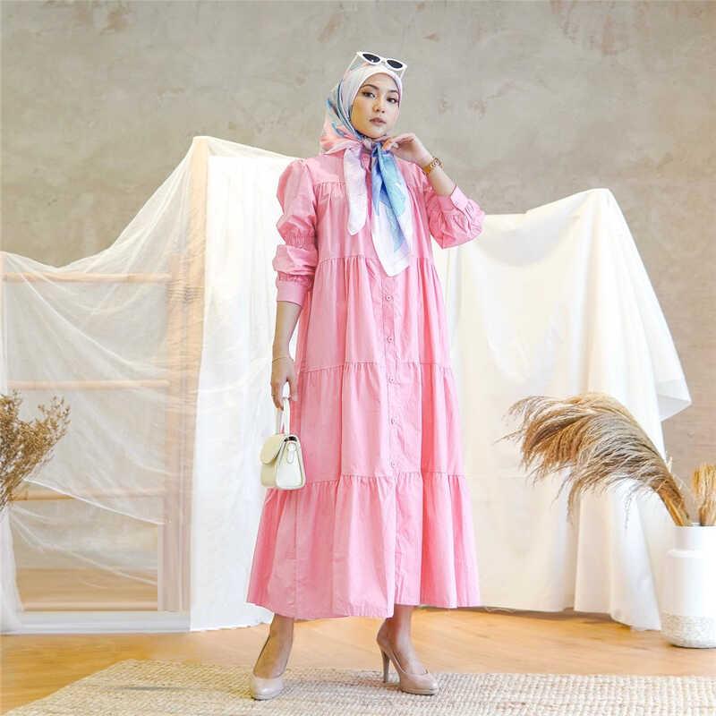 Product Introduction of 2024 New Women's Dress Cotton Splicing Women's Dress Muslim Women's Dress Solid Color Casual Loose Women's Long Dress 0