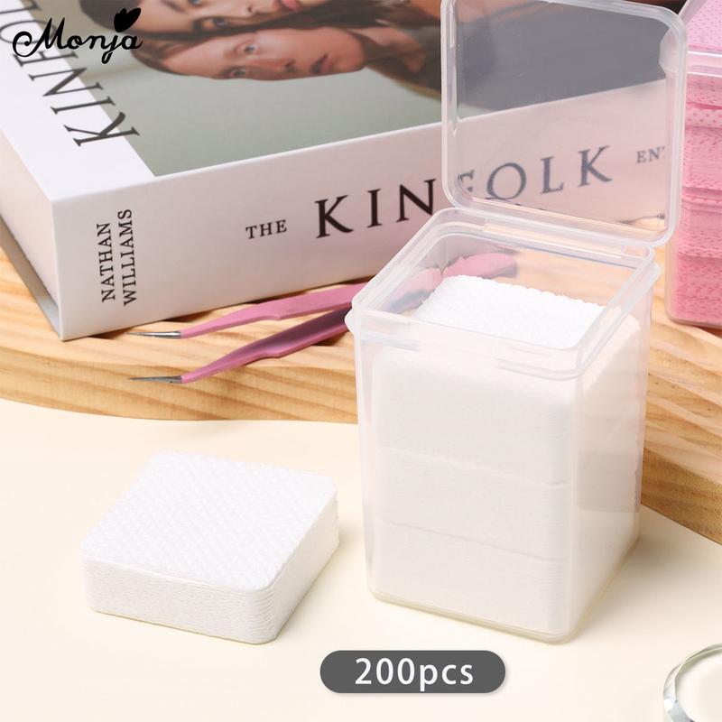 Monja 200pcs/Box Lint Free Nail Wipes Nail Polish Remover Cotton Wipes UV Gel Tips Remover Cleaner Paper Pad Nails Polish Art Cleaning Manicure Tools 7