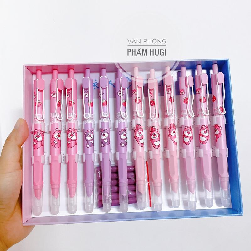 Bút Máy Tẩy Xóa Được Gấu Dâu, Labubu và Capybara ngòi mài êm trơn dễ viết - Sản phẩm chính hãng