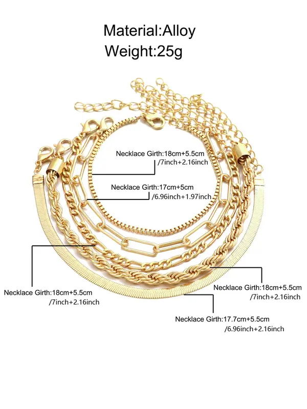 5pcs/set Street Fashion Chain Stack Bracelet for Party, Twist Design Hand Jewelry for Girl Boys, Elegant All-match Fashion Accessories for Daily Wear Valentine's Day Gift 4