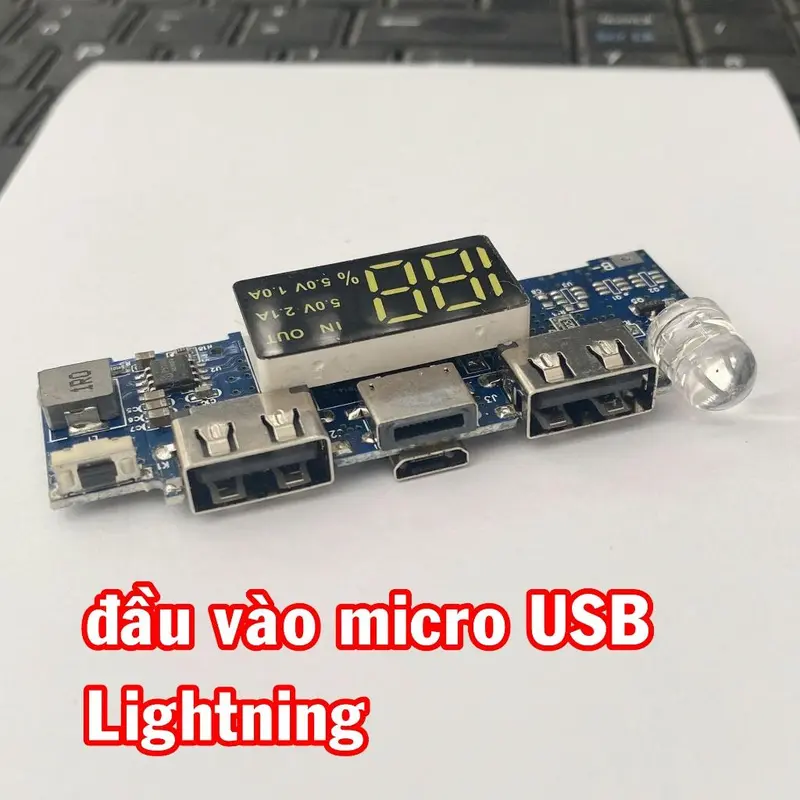 Mạch sạc dự phòng màn LED 5V2.1A 2 cổng mới 1