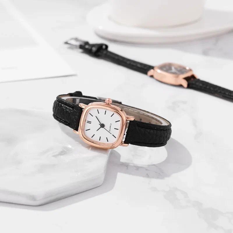 Product Introduction of Minimalist Women's Quartz Watch Vintage Fashion Solid Color Artificial Leather Thin Belt Watch 4