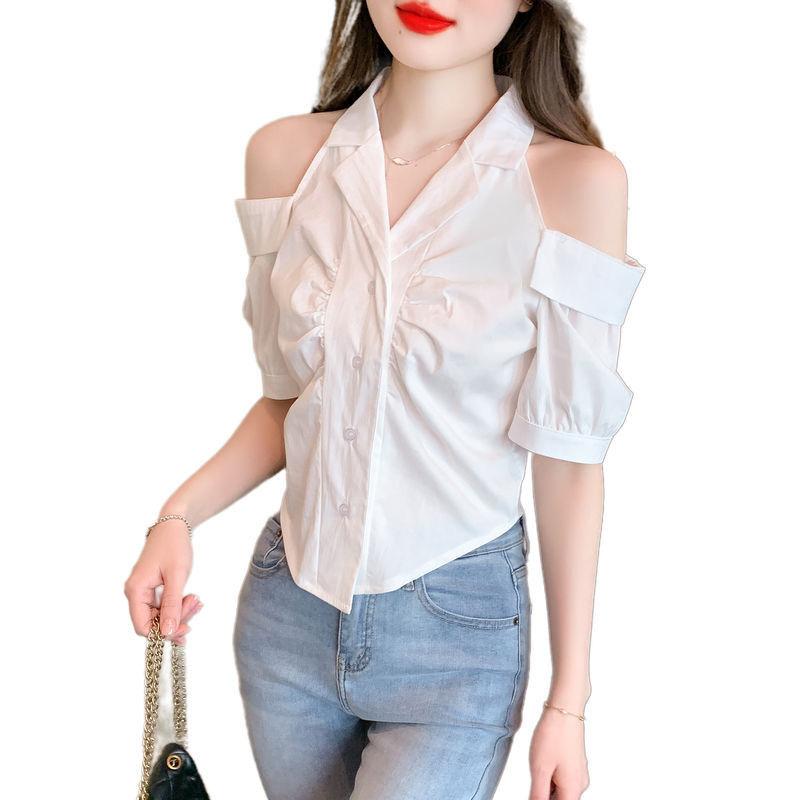 Áo Sơ Mi ngắn Tay Trễ Vai Phong Cách Pháp, Sang Trọng Độc Đáo Dành Cho Nữ, Cổ Điển Cao Cấp, Thiết Kế Thanh Lịch, Dễ Phối Đồ Áo Ngắn, Thích Hợp Cho Mùa Hè 4