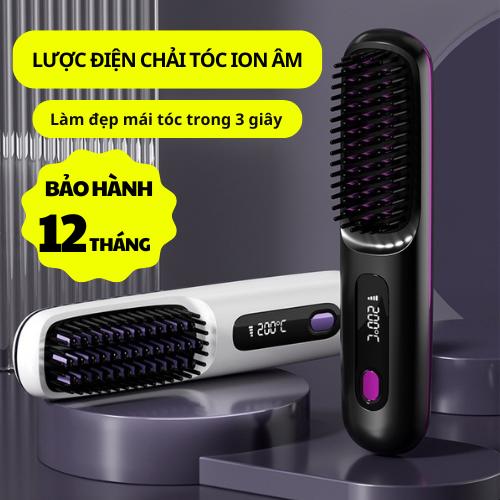 Lược điện chải tóc-ION ÂM không dây chăm sóc tóc suông mềm mại chắc khỏe. không sợ bỏng duỗi tóc hay tạo kiểu tóc trong 3-10s. Máy Uốn Tóc Uốn Tóc dập máy bấm phồng tóc gali