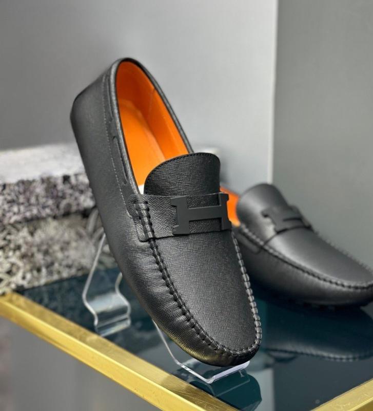 Giày lười nam Mác H Đen Hàng Quảng Châu cao cấp Da Bò nguyên tấm khâu tỉ mỉ thanh lịch sang trọng Bảo hành 12 Tháng Shoes Loafer Cao Su