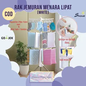 BISA COD!!! PREMIUM JEMURAN MENARA 3 SUSUN RAK JEMURAN BAJU 3SUSUN RAK JEMURAN BAJU PUTAR JEMURAN PUTAR 32 JEPITAN 24