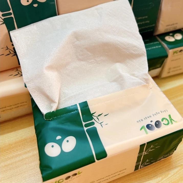 Thùng 30 gói Giấy ăn gấu trúc khăn giấy tre YCOOL 300 tờ 4 lớp 100% sợi tre tiện lợi - Giấy Vệ Sinh