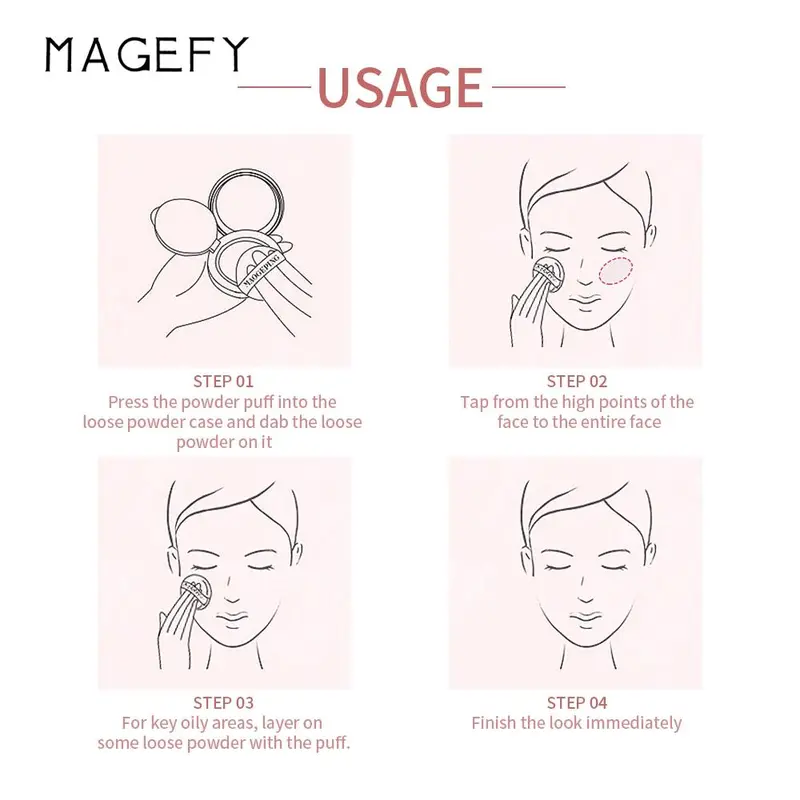 MAGEFY Oil Controller Loose Powder Silky Smooth Setting Powder Natural Bedak Tabur 8028 Cushion Lasting 3