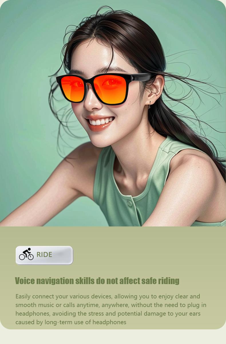 Product Introduction of COD Quick Send New GS08 Smart Glasses for Men 2 in 1 UV Protection Portable Polarized Anti-blue Light Black Frame White Lenses Music Sunglasses 9