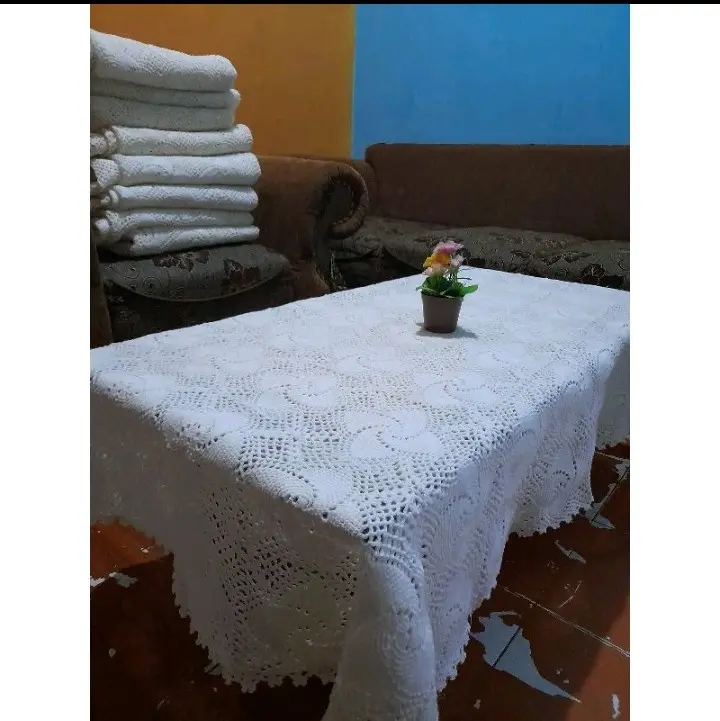 taplak meja rajutan handmade ukuran 100x150cm Taplak Meja