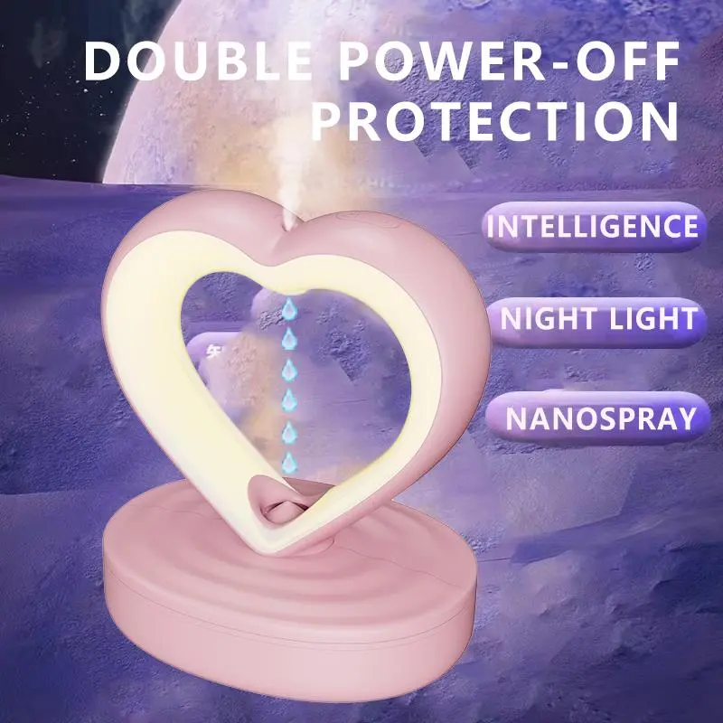 Heart Design USB Powered Anti-gravity Humidifier, Quiet Bass Desktop Air Humidifier, High Fog Volume Humidifier for Home Office Bedroom 7
