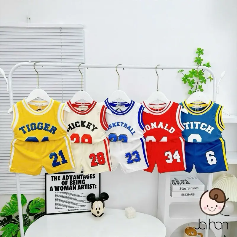 Đồ bộ sát nách thể thao cho bé- vải thun lạnh thoáng mát hoạ tiết năng động cute thoải mái/ hàng chính phẩm