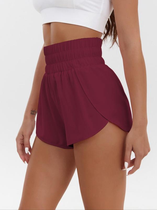 Women's Basic Plain Wrap High Waist Shorts, Summer Clothes Women, Lady Casual Comfort Elastic Waist Track Shorts for Gym Workout Running, Lady's Bottoms, Micro Shorts, Going Out Bottoms, Activewear, Athletic Shorts 6
