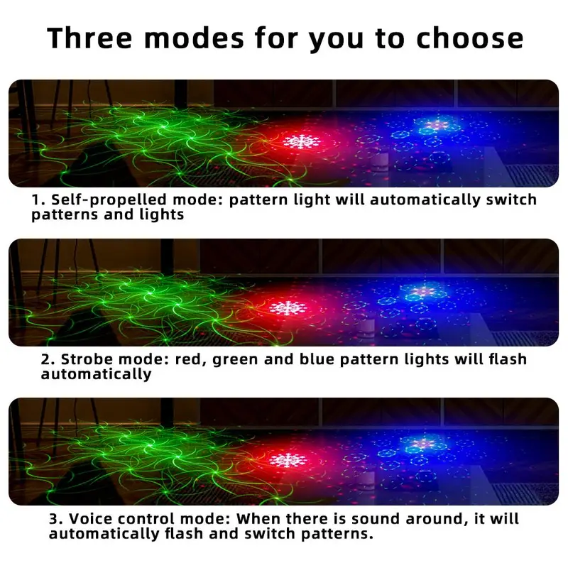 USB Powered Projector Stage Light, Sound Activated LED Laser Light with Remote Control, 3 Mode Atmosphere Light for Home Party Bar Club Birthday KTV Karaoke, Atmosphere Party Light 2