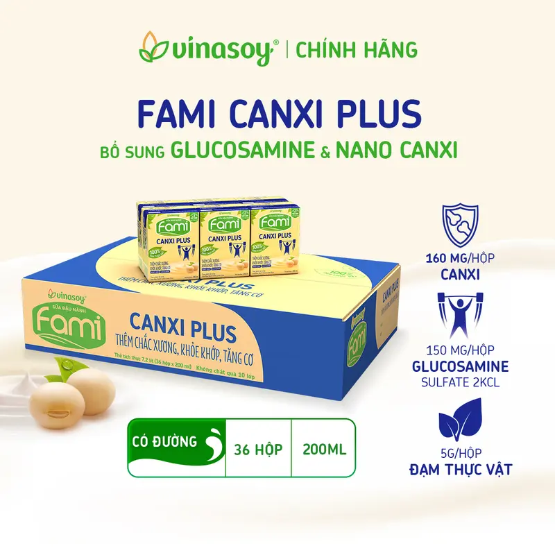 Thùng sữa đậu nành Fami Canxi Plus nguyên vị (ít đường) 36 hộp x 200ml) 5
