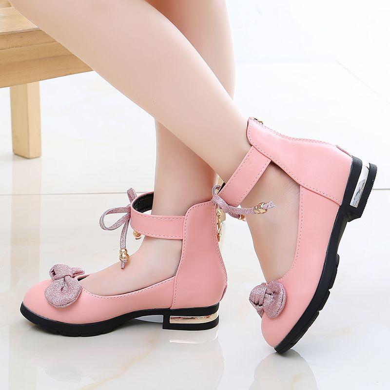 Giày Bé Gái, Phong Cách Hàn Quốc, Giày Cao Gót Cho Trẻ Em, Đế Mềm, Giày Công Chúa, Cho Trẻ Em Trung Bình Và Lớn, Bé Gái, Làm Bằng Da, Thích Hợp Cho Mùa Lò Xo Và Mùa Thu, Hàng Mới Về Năm 2024 Sandal Cho Bé 1