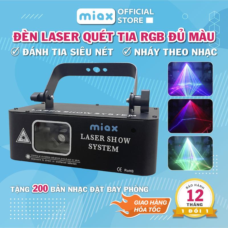 Đèn laser bay phòng 3D loại quét màng tia MIAX, đèn laze nháy theo nhạc, đèn lazer siêu mạnh cho phòng bay, sân khấu