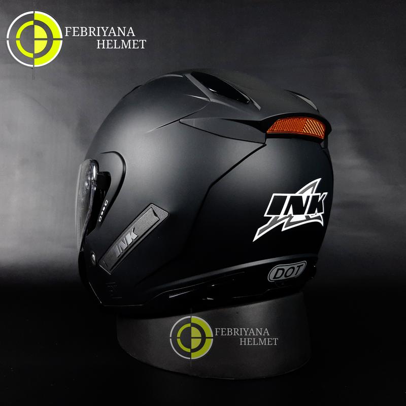 HELM INK METRO 2 SOLID BLACK DOFF HALF FACE INK DOUBLE VISOR Motorcycle 3