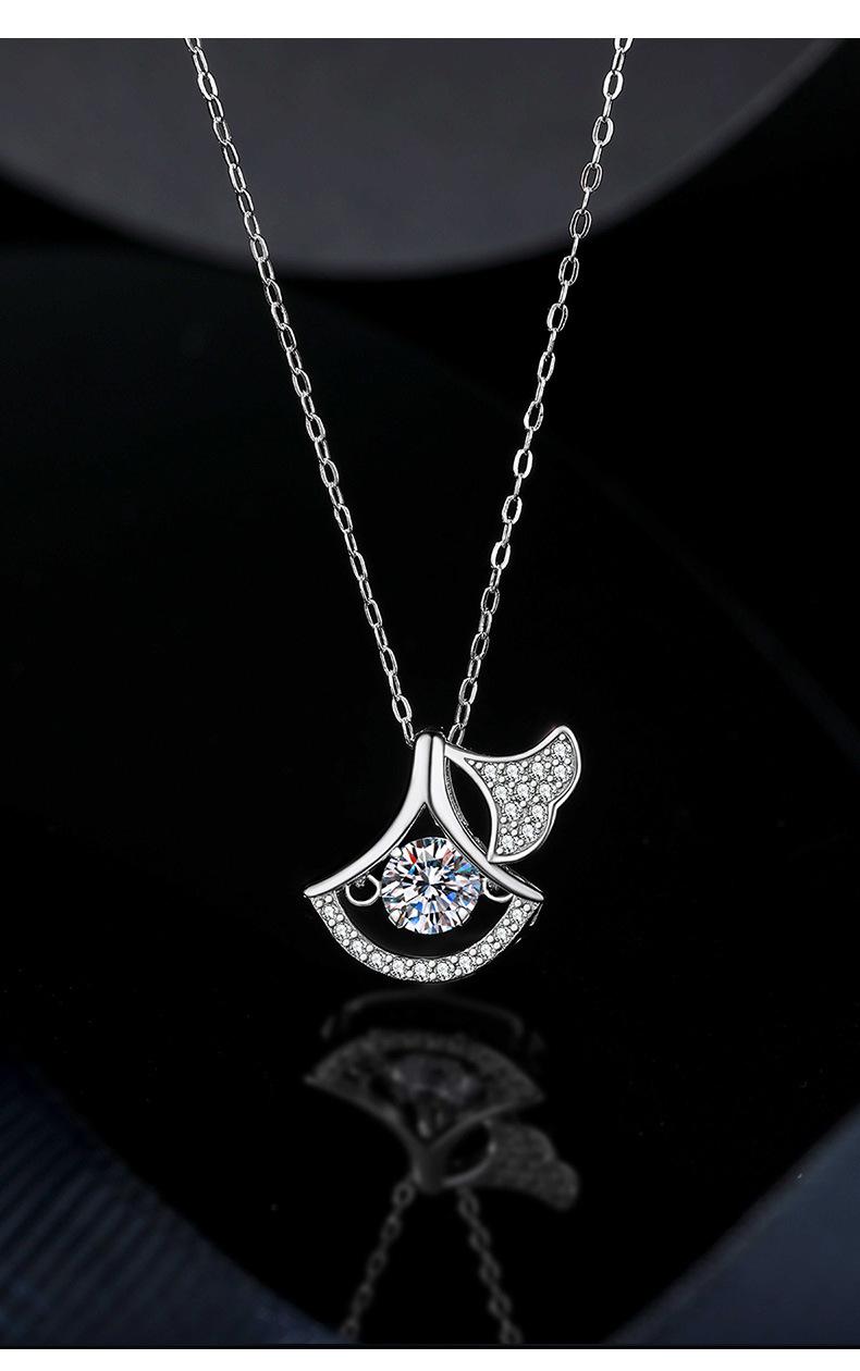 Product Introduction of Moissanite 925 Sterling Silver Lucky Necklace for Women Ins Special-Interest Design Ginkgo Leaf Smart Clavicle Chain Internet Celebrity Items 0