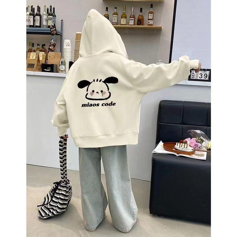 Product Introduction of Áo khoác mùa thu cho bé gái, áo Nỉ có mũ trùm đầu, áo Cardigan Pochacco, áo lông cừu có dây kéo, thích hợp cho mùa thu và mùa đông, kích thước trẻ lớn 27