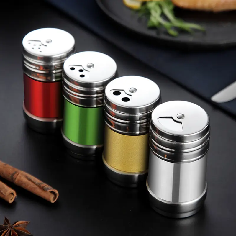Lọ Gia Vị Bằng Thép Không Gỉ, Nắp Xoay, Dụng Cụ Lắc Chai Đường Muối Nướng Thịt, Lon Gia Vị Hạt Tiêu, Đồ Dùng Nấu Ăn Nhà Bếp, ODDITYS 1