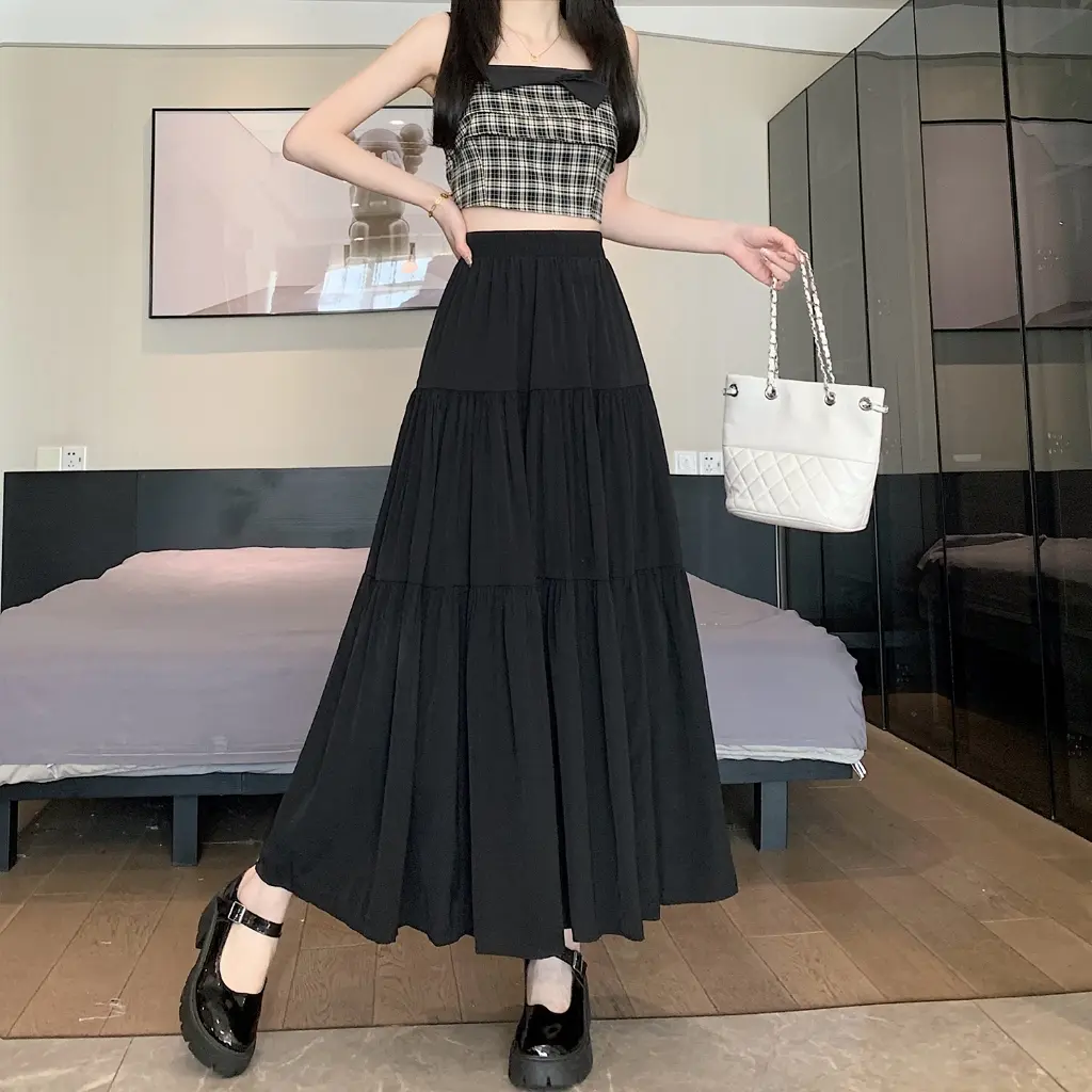 Free Shipping & cod] chiffon women's medium length A-line umbrella  Womenswear Bottom Lingerie Lady Comfort Basic plain sweet skirts low waist  Maxi Minimalist - TikTok Shop Philippines