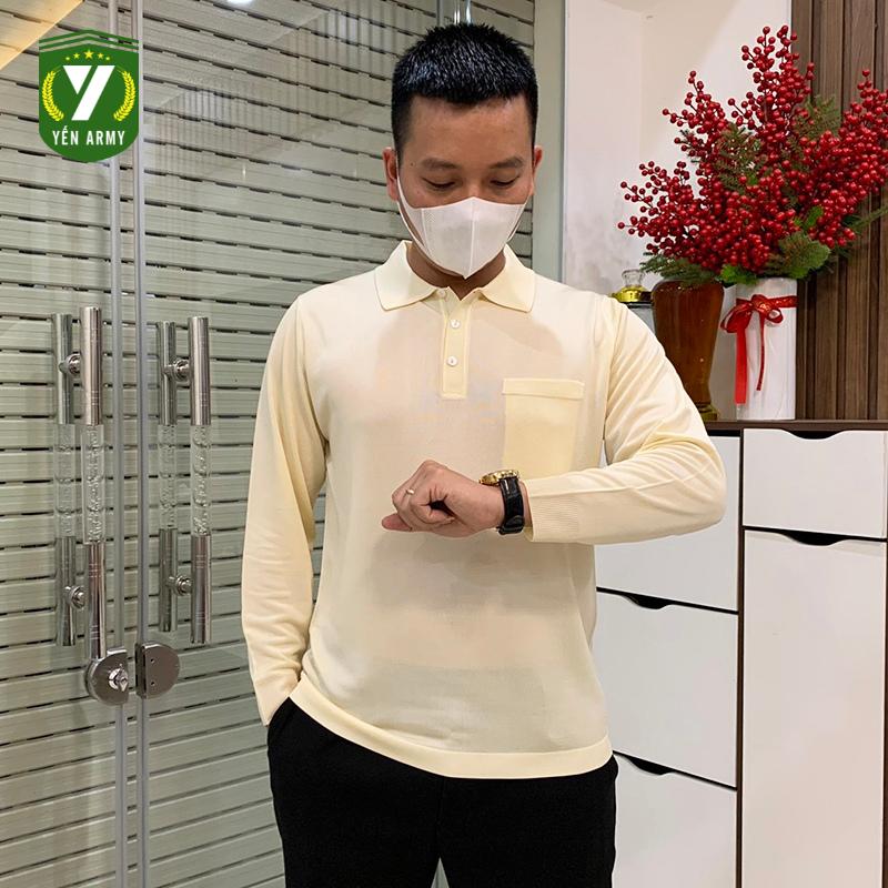  Áo Mông Tơ Ghi Nam Dài Tay - Mon-Ta-Gut Trơn Có Túi Ngực 