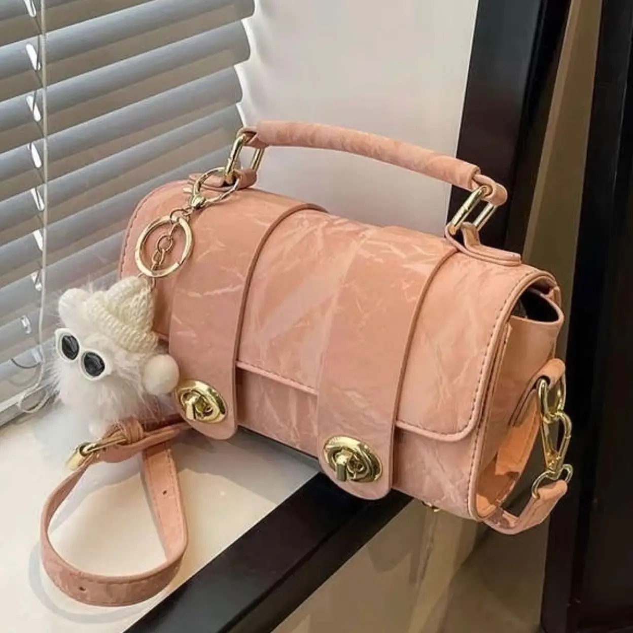 Hai dải da khoá xoay tặng móc khoá cho nữ cầm tay đeo chéo đeo vai Túi Bag