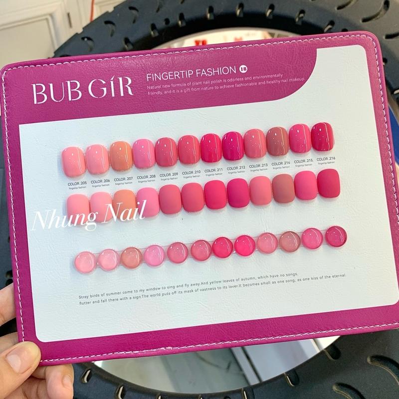 Set sơn tông Hồng 12 màu Bubgir, kèm bảng màu nail