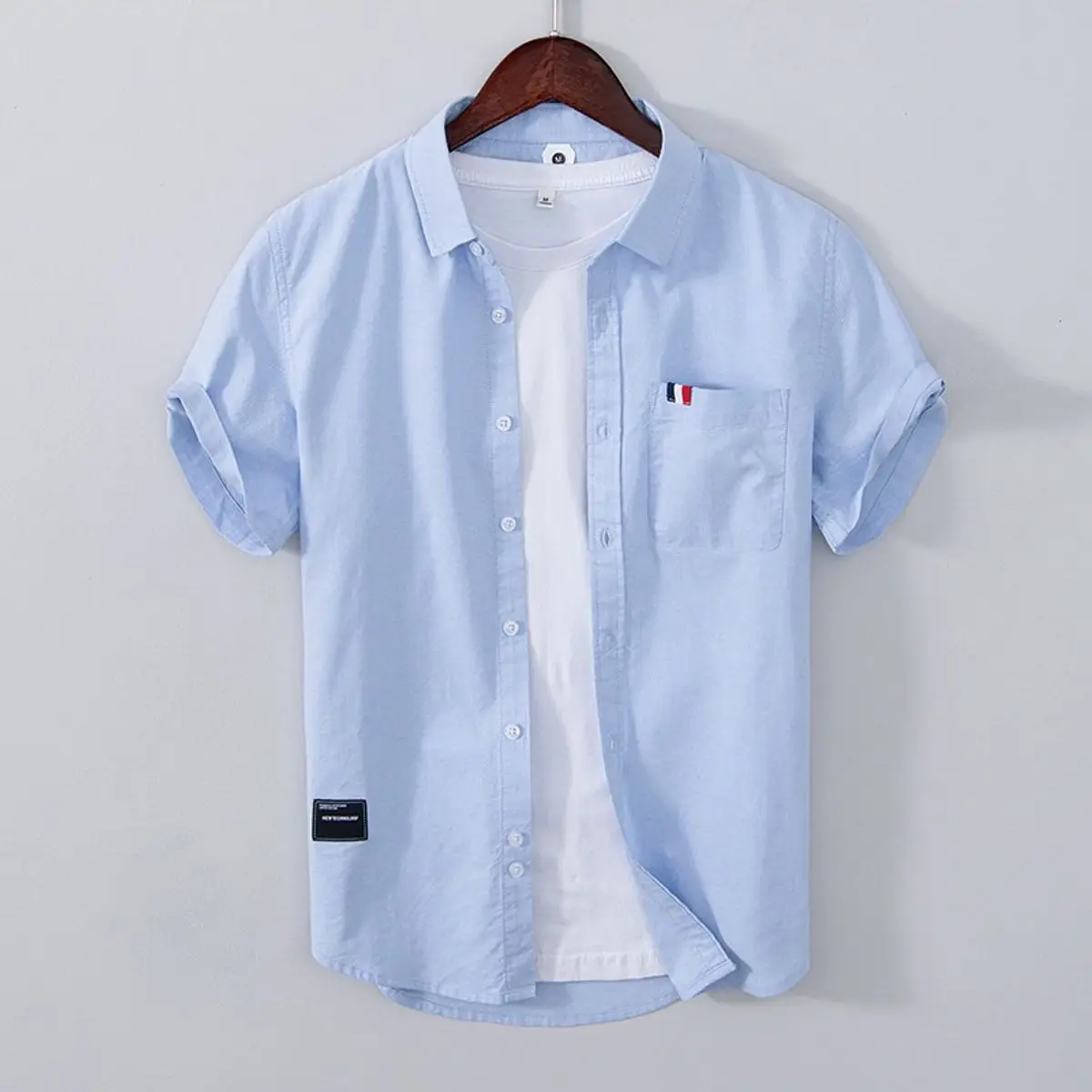 Áo sơ mi đũi nam cộc tay phối túi ngực thời trang Store NA ( không kèm áo trong ) - 1