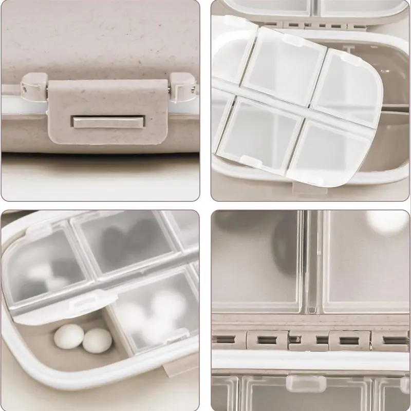 Portable Mini Medicine Box, 1/3 Counts 8-grid Travel Pill Box, Daily Pill Box, Pocket Size Pill Container for Home Office Travel 6