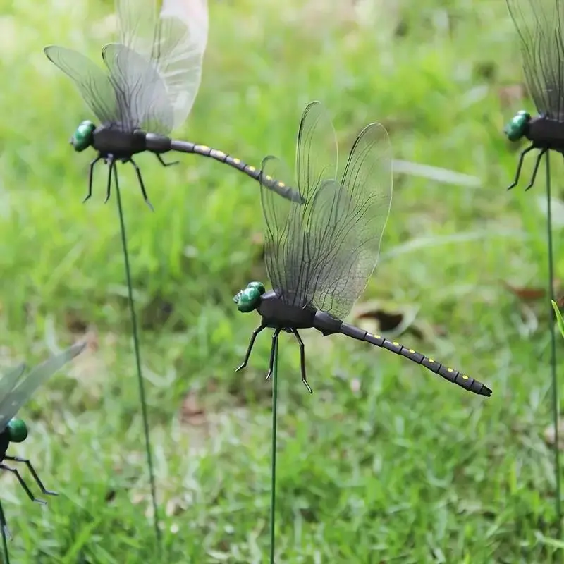 Dragonfly Design Garden Stake (4pcs/set), Garden Decor Stake with Bendable Wire, Garden Decoration Supplies for Home Yard Garden 5