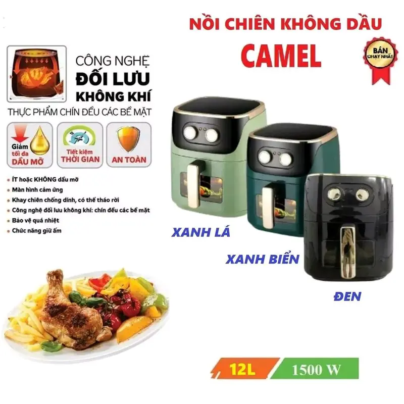 NỒI CHIÊN KHÔNG DẦU CAMEL 12L ĐI KÈM 10 KHAY BẠC 0