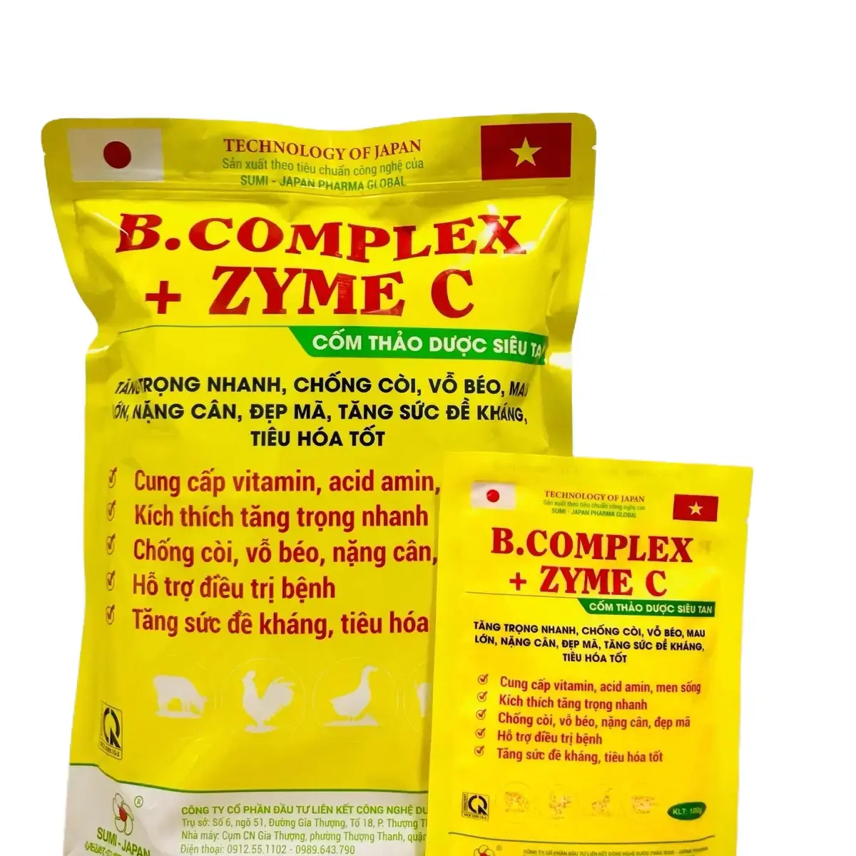 BCOMPLEX ZYME C Sumi Japan (1kg hoặc 10 gói 100g) bổ sung vitamin men Zyme sống giúp vật nuôi khoẻ mạnh đẹp mã nặng cân tăng sức đề kháng tiêu hoá tốt