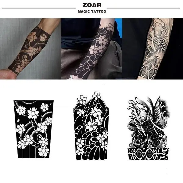 Temporary tattoo sticker ZOAR-42【half sleeve Sakura combination】Long-lasting tattoo adhesive art decoration.